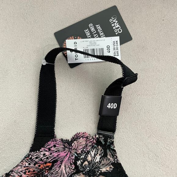 Torrid NWT Lightly Lined Everyday Wire-Free Bra Floral 360° Back Smoothing 40D - Picture 8 of 11
